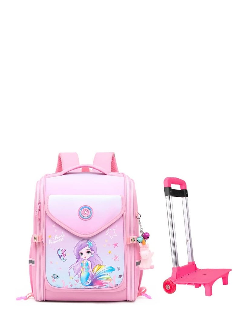 Children Trolley School Bags Large Capacity Kids' Bookbag Students Rolling Backpack Travel Wheeled Kids' Luggage Bag for Elementary Girls Schoolbag - Image 5