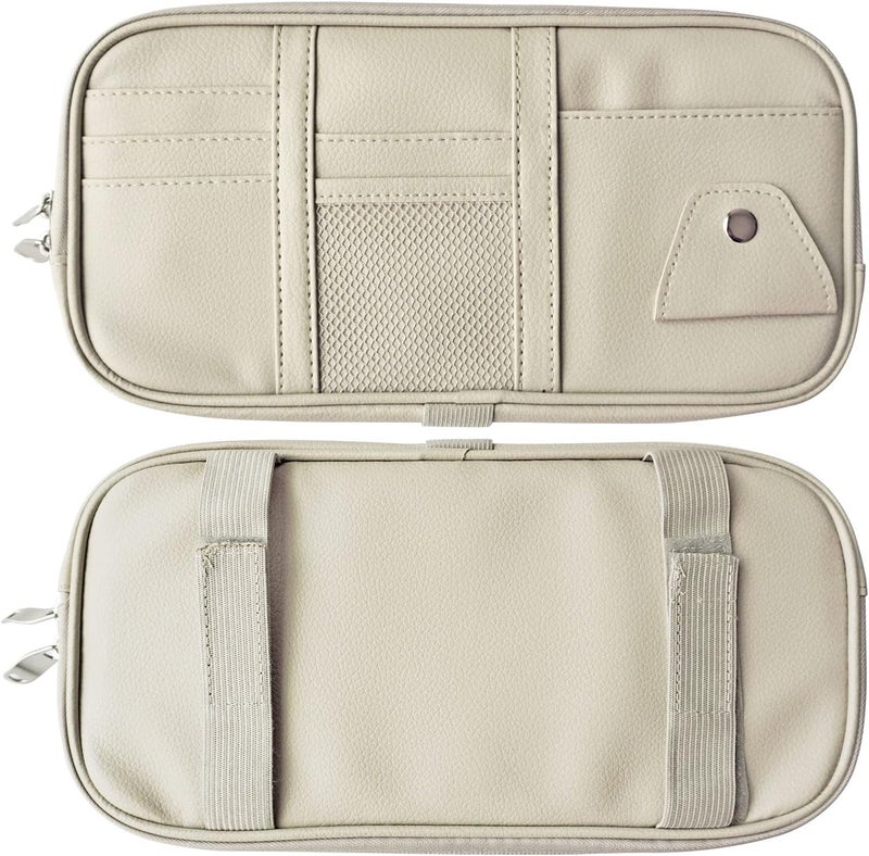 Da by Car Sun Visor Organizer - PU Leather Auto Interior Accessories with Multi-Pocket Storage Pouch (Gray) - Image 5