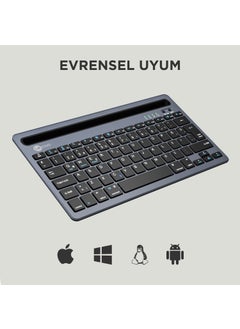 BK100 Wireless Bluetooth Multi-Device Compatible Rechargeable Turkish Q Keyboard Gray - pzsku/ZBC5466A8446FE1B63DF1Z/45/_/1739962244/1941c9d5-bfca-45a0-9d3e-f5db8496a448