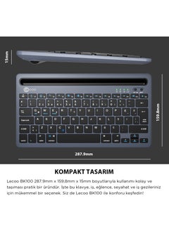 BK100 Wireless Bluetooth Multi-Device Compatible Rechargeable Turkish Q Keyboard Gray - pzsku/ZBC5466A8446FE1B63DF1Z/45/_/1739962248/9c8b7bd0-57be-4a2e-97f1-667647c4d0bc