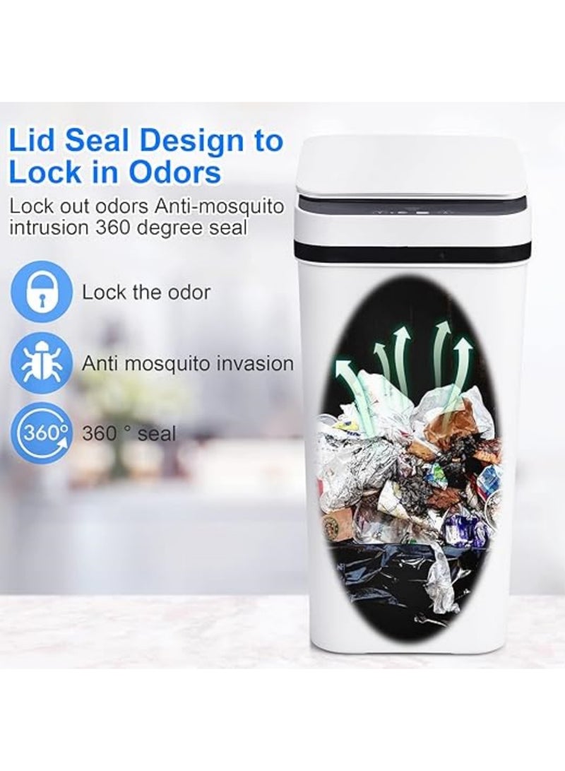 Rock Pow Smart Waste Bin Inductive Trash Can Touchless Bathroom Trash Can with Lid Motion Sensor Waterproof Garbage Bin 12L Narrow Small Automatic Trash Can for Kitchen Bedroom Office Toilet - Image 3