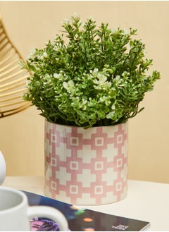 Shruti Geo Pink Print Plant Pot 10Cm