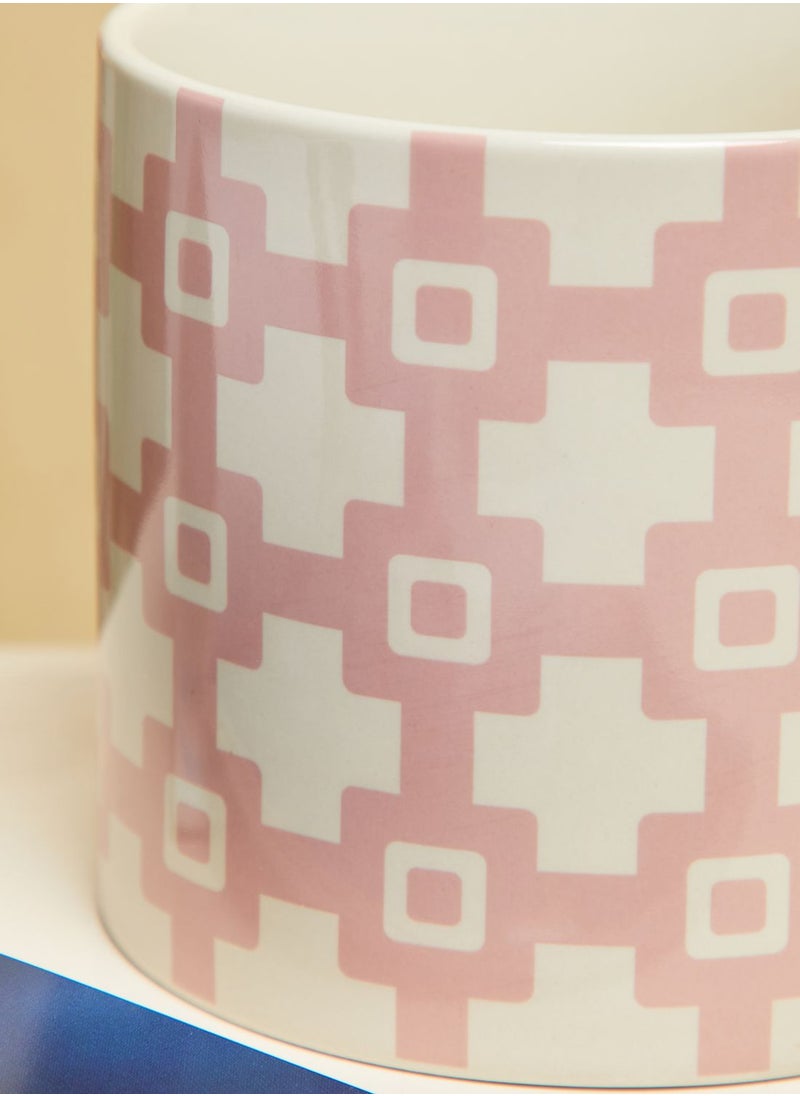 Half Moon Bay - Shruti Geo Pink Print Plant Pot 10Cm - Image 1