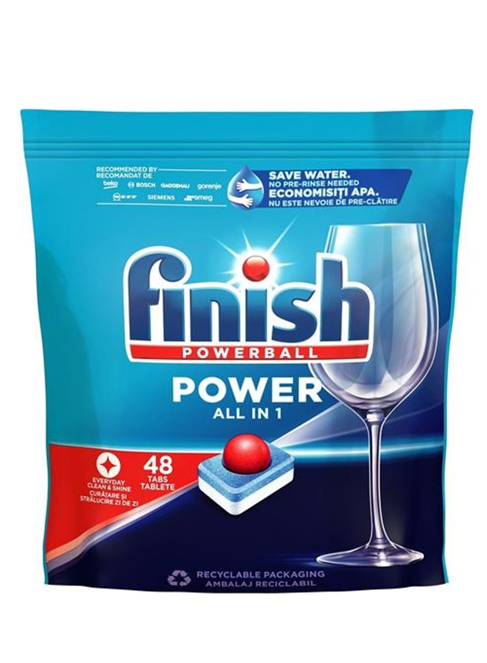 Finish Powerball Power All in 1 Dishwasher Tablets 48 Tabs