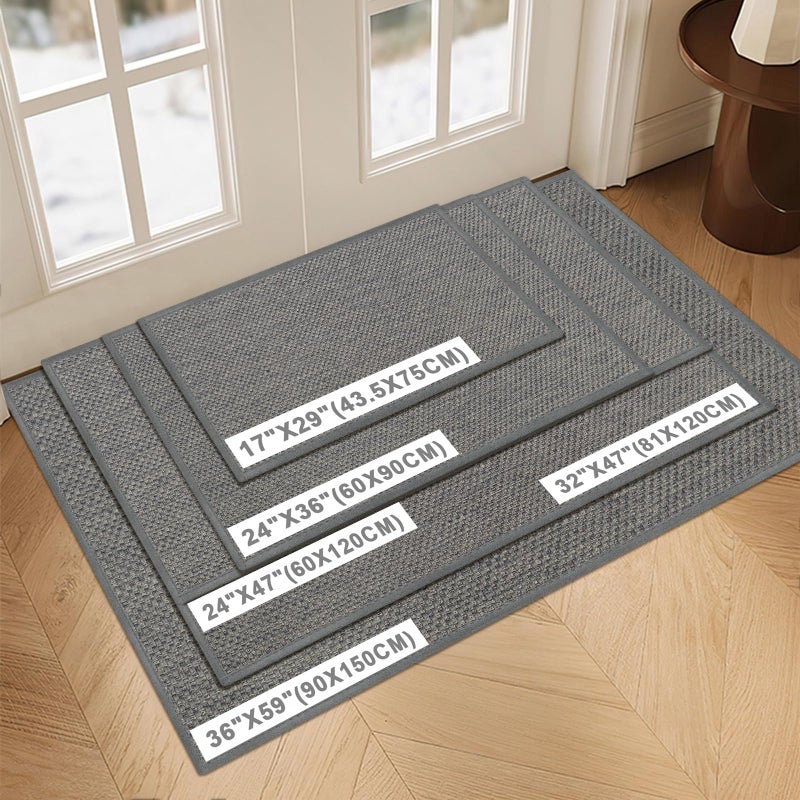 LEKEEPGO Door Mat 17"x29", Non Slip Door Mat Indoor Entrance, Rubber Backing Front Indoor Door mats Washable Absorbent Low-Profile Entryway Entry Resist Dirt Inside Door Mats, Light Grey - Image 2
