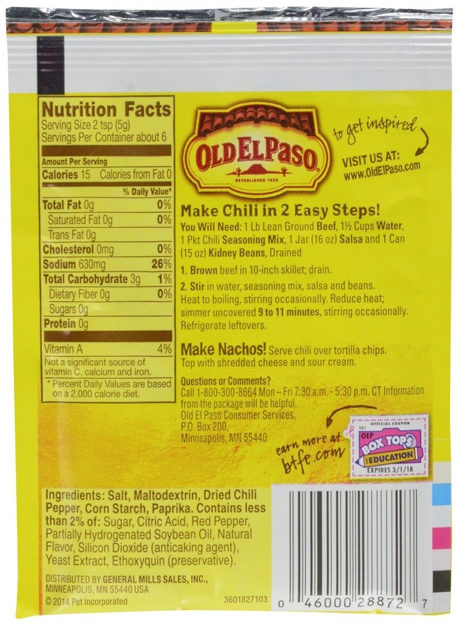 Old El Paso Chili Seasoning Mix 1 oz Packet - Image 2