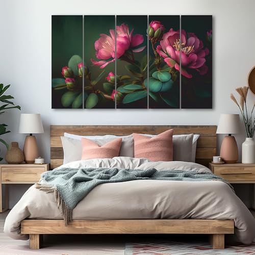 The Castle Decor Beautiful flower Theme Set of 5 Big Size (27x48) Multiple Frames Wall Art Painting for living room,Bedroom,Drawing room,Hotels-Wooden Framed-Digital Painting - Image 3