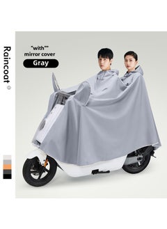 Raincoat electric car battery motorcycle thickened lengthened adult riding special full body rainproof poncho wholesale5XL double with mirror cover [thickening]-Gray 5XL double with mirror cover [thickening]-Gray