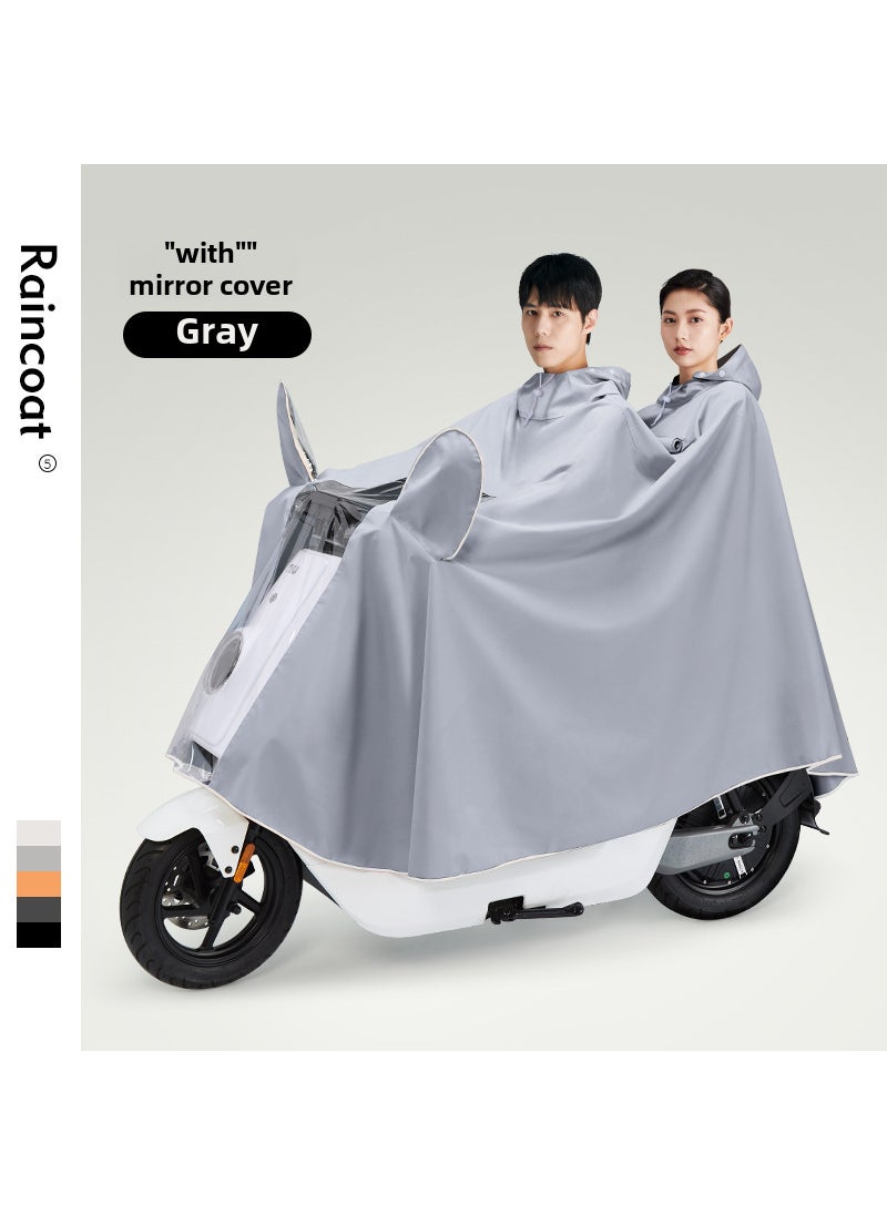Generic - Raincoat electric car battery motorcycle thickened lengthened adult riding special full body rainproof poncho wholesale5XL double with mirror cover [thickening]-Gray 5XL double with mirror cover [thickening]-Gray - Image 1
