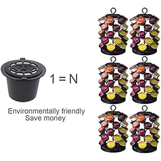 كاست ويف كبسولات قابلة لإعادة التعبئة لآلات نسبرسو، 3 قطع قابلة لإعادة الاستخدام، أكواب قهوة قابلة لإعادة التعبئة، فلتر قهوة لآلات نسبرسو للاستخدام المنزلي والمطبخ والمكتب والاستخدام الخارجي مع ملعقة قهوة وفرشاة باللون الأسود - Image 5