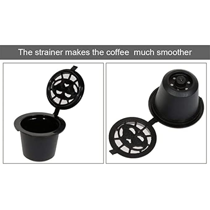 كاست ويف كبسولات قابلة لإعادة التعبئة لآلات نسبرسو، 3 قطع قابلة لإعادة الاستخدام، أكواب قهوة قابلة لإعادة التعبئة، فلتر قهوة لآلات نسبرسو للاستخدام المنزلي والمطبخ والمكتب والاستخدام الخارجي مع ملعقة قهوة وفرشاة باللون الأسود - Image 2