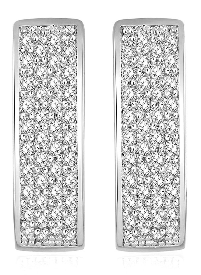 Peora Silver Plated Cubic Zirconia Studded Hoop Earrings Trending Regular Jewellery For Women - Image 5