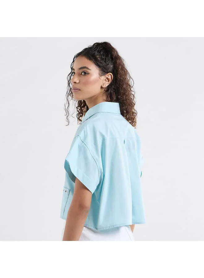 Splash FAV Solid Drop Shoulder Sleeves Shirt with Pockets and Concealed Button Placket