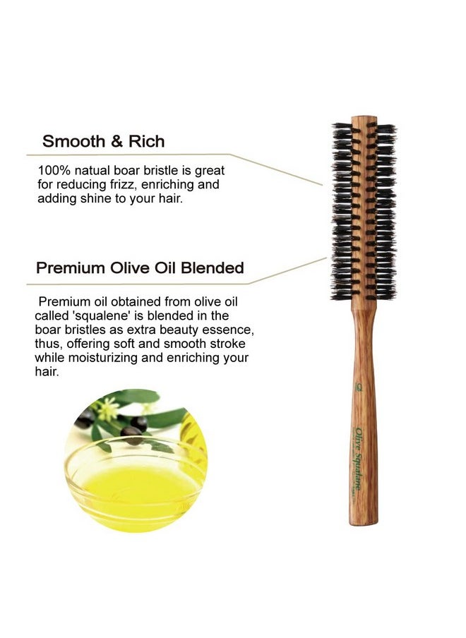 Terra Distribution Natural Boar Bristle Round Brush [ Made In Japan ] Olive Oil Blended Bristles As Beauty Essence [ Boar Hair Brush ] (Round Brush (M))  - Image 3