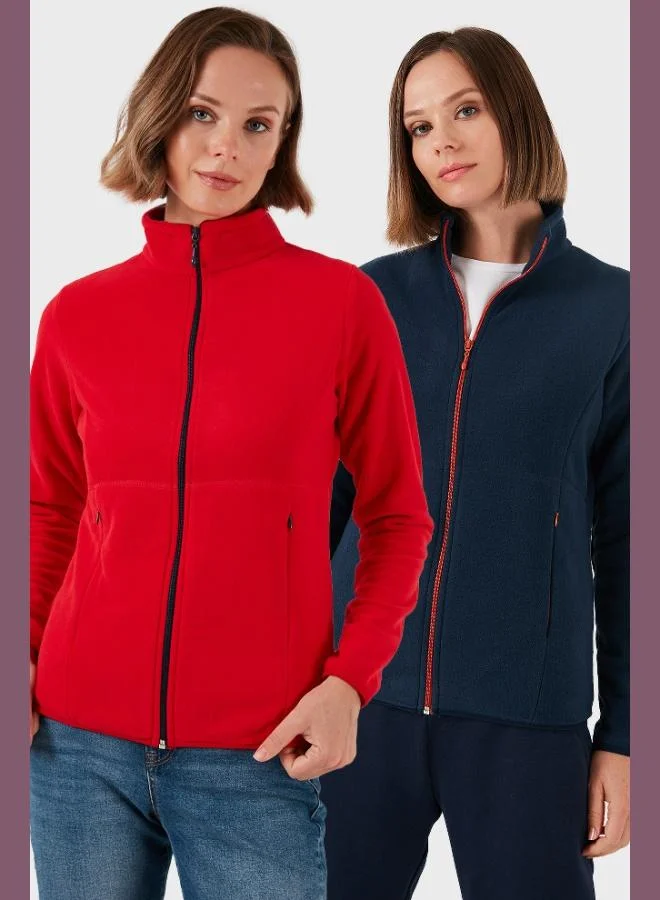 ليلا كارديجان نسائي من الصوف القطبي بسحاب مزدوج مضاد للوبر من ليلا