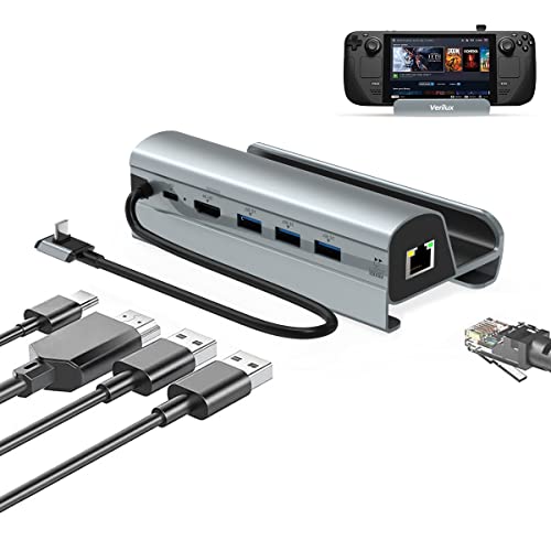 Verilux® Multipurpose Gaming Steam Deck Steam Dock Station 6 in 1 Steam Dock USB Hub with HDMI 2.0 4K@30Hz, Gigabit Ethernet, USB Port for Charging, Data Transfer - Image 1