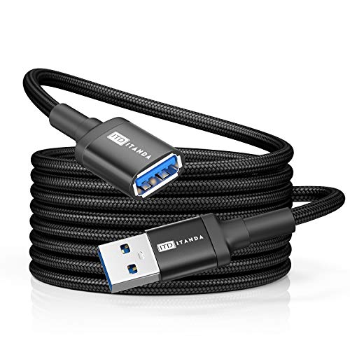ITD ITANDA 10FT USB Extension Cable USB 3.0 Extension Cord Type A Male to Female 5Gbps Data Transfer for Keyboard, Mouse, PlayStation, Xbox, Flash Drive, Printer, Camera and More, Black - Image 1