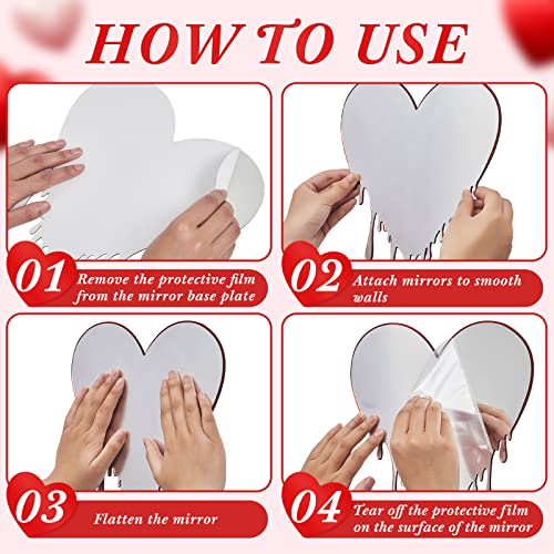 Yulejo Acrylic Heart Mirror Decoration Melting Mirror Wall Heart Dripping Decoration for Home Decor Gifts for Women, Red - Image 3