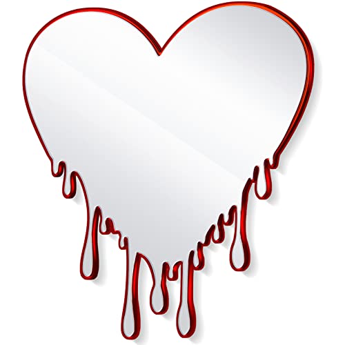 Yulejo Acrylic Heart Mirror Decoration Melting Mirror Wall Heart Dripping Decoration for Home Decor Gifts for Women, Red - Image 1