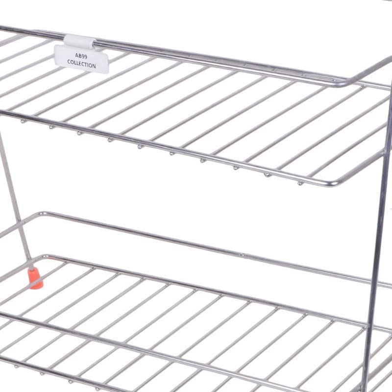zebzo zebzo Heavy Stainless Steel Kitchen Rack with Extra Ring Support Kitchen Organizer and Space Saver Counter top Kitchen Stand 2Tier Trolley Basket for Boxes Utensils Dishes Plates for Home  - Image 5