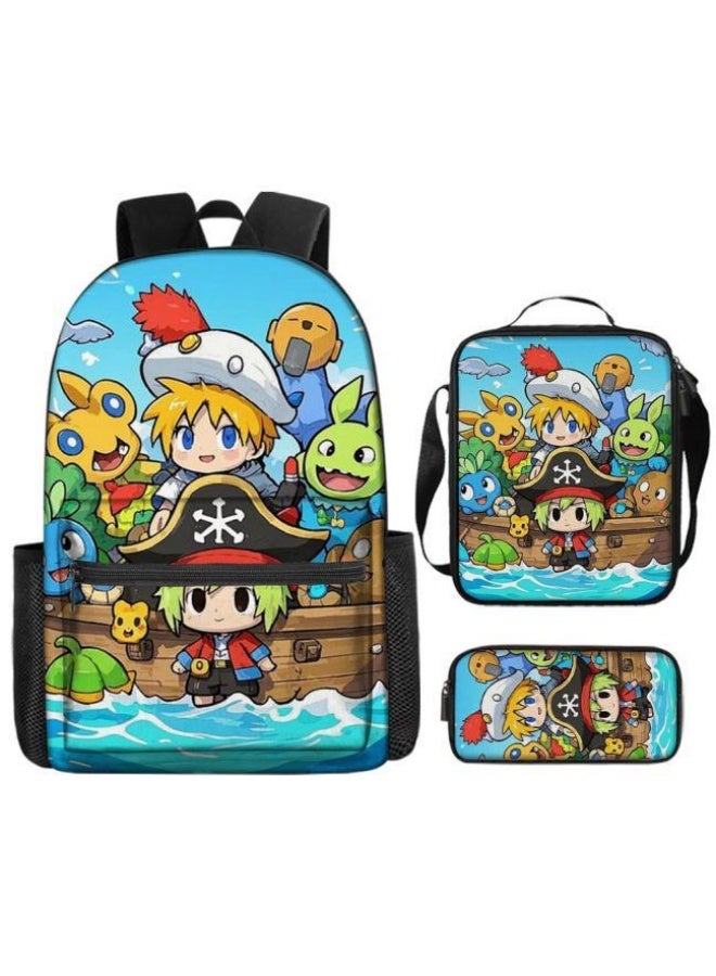Cartoon three-piece schoolbag with zipper - 406  - Image 2