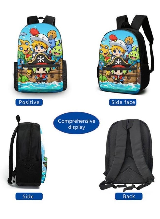 Cartoon three-piece schoolbag with zipper - 406  - Image 3