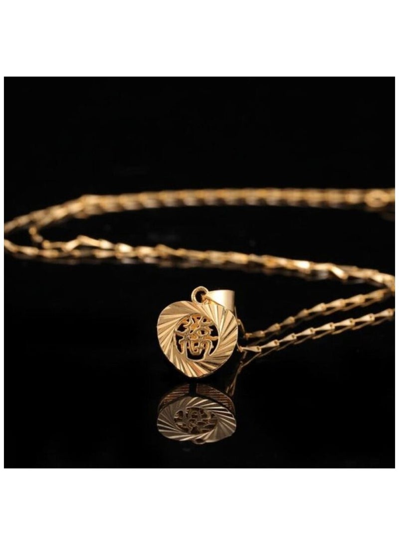 Qerret 24K Gold Filled Chunky Heart Blessing Statement Pendants With Lucky Chokers Collar Chain Necklace - Image 3