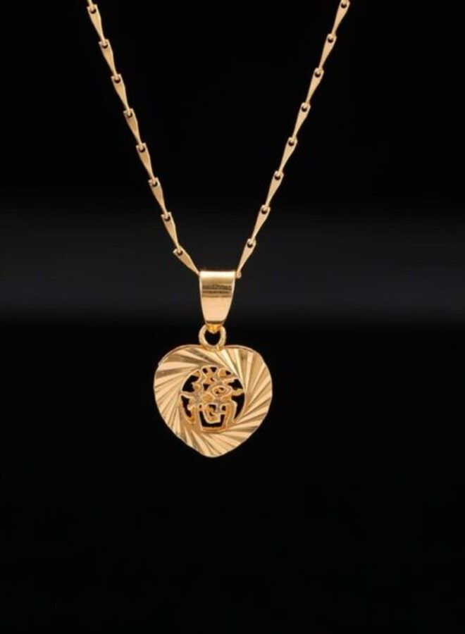 Qerret 24K Gold Filled Chunky Heart Blessing Statement Pendants With Lucky Chokers Collar Chain Necklace - Image 2