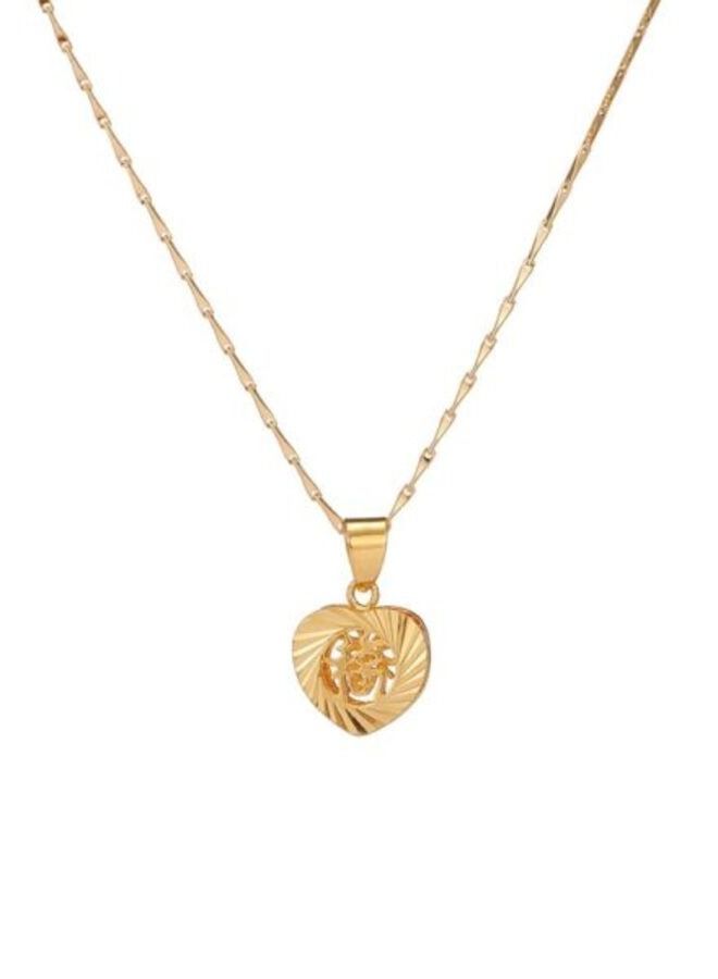Qerret 24K Gold Filled Chunky Heart Blessing Statement Pendants With Lucky Chokers Collar Chain Necklace - Image 1
