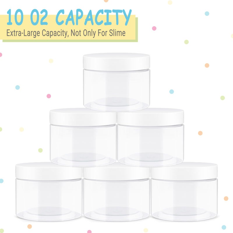 Opret 12 Pack 10oz Empty Slime Containers, Large Plastic Slime Jars with Lids and Labels Clear Storage Organizers for Slime Making, Food and Beauty Products, BPA Free - Image 5