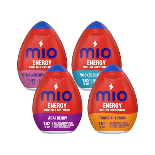 Mio Energy Water Enhancement 4 Flavor Variety Pack, Strawberry Pineapple Smash, Tropical Fusion, Acai Berry Storm and Wicked Blue Citrus, (Pack of 4). - Image 1