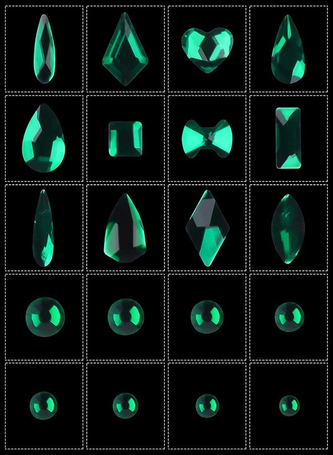 إيبانكو ٣١٠٠ قطعة من أحجار الراين الخضراء للأظافر، إيبانكو ١٢ نوعًا من ٦٠٠ ماسة للأظافر + ٢٥٠٠ حجر راين مسطح، مجموعة أحجار كريمة للأظافر بأشكال متنوعة، مع قلم تنقيط وملقط. - Image 2