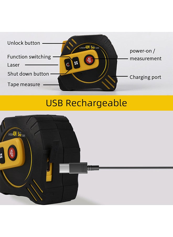 Generic - 2 in 1 Digital Tape Measure with 130ft/40m Laser Distance Meter and 16ft/5m Retractable AutoLock Measuring Tape - Image 1