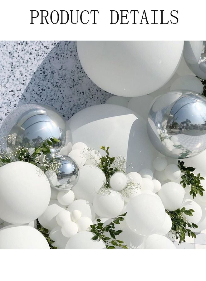 DUNISO 125PCS Balloon Garland Arch Kit Silver and White Latex Balloons Set For Baby Wedding Birthday Party Background Decorations - Image 5