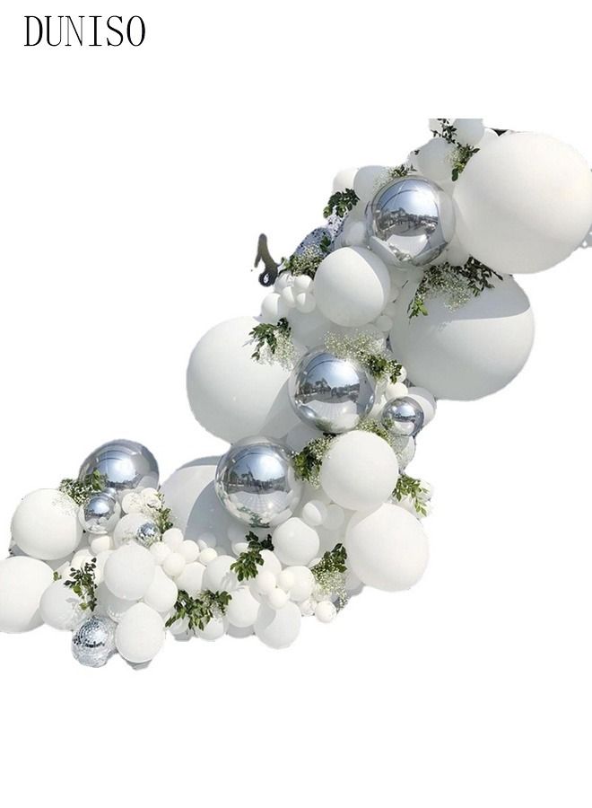 DUNISO 125PCS Balloon Garland Arch Kit Silver and White Latex Balloons Set For Baby Wedding Birthday Party Background Decorations - Image 2