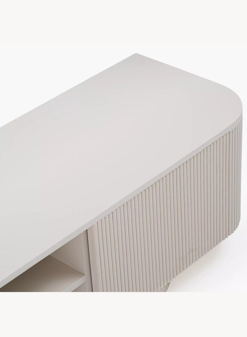 KUSTOMDECO Modern Floating Dune TV Unit Stand with Storage – Minimalist White Media Console, Entertainment Center with Cabinets & Open Shelves – Stylish Living Room Furniture For UAE Homes - Image 3