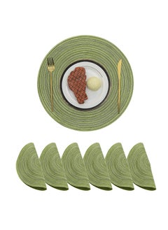 Woven Placemats Round Set of 6, 36cm/14inch Large Handmade Placemats, Heat Insulation non slip Braided Cotton Dinner Table Mats, for Kitchen Dining Plate Mat Party