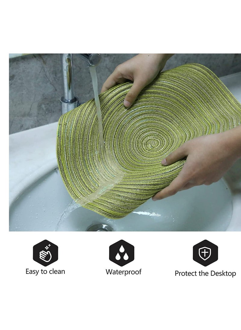 Y&D - Woven Placemats Round Set of 6, 36cm/14inch Large Handmade Placemats, Heat Insulation non slip Braided Cotton Dinner Table Mats, for Kitchen Dining Plate Mat Party - Image 1