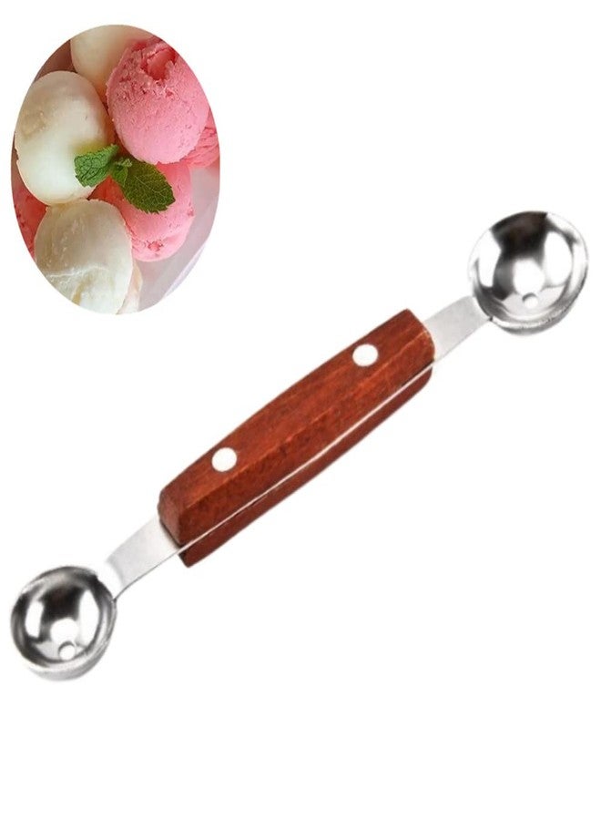 Ebonee Double-Sided Fruit Melon Baller Spoon with wood handle, 2 in 1 Stainless Steel Scoop Cutter 16cm (2 Pack) - Image 5