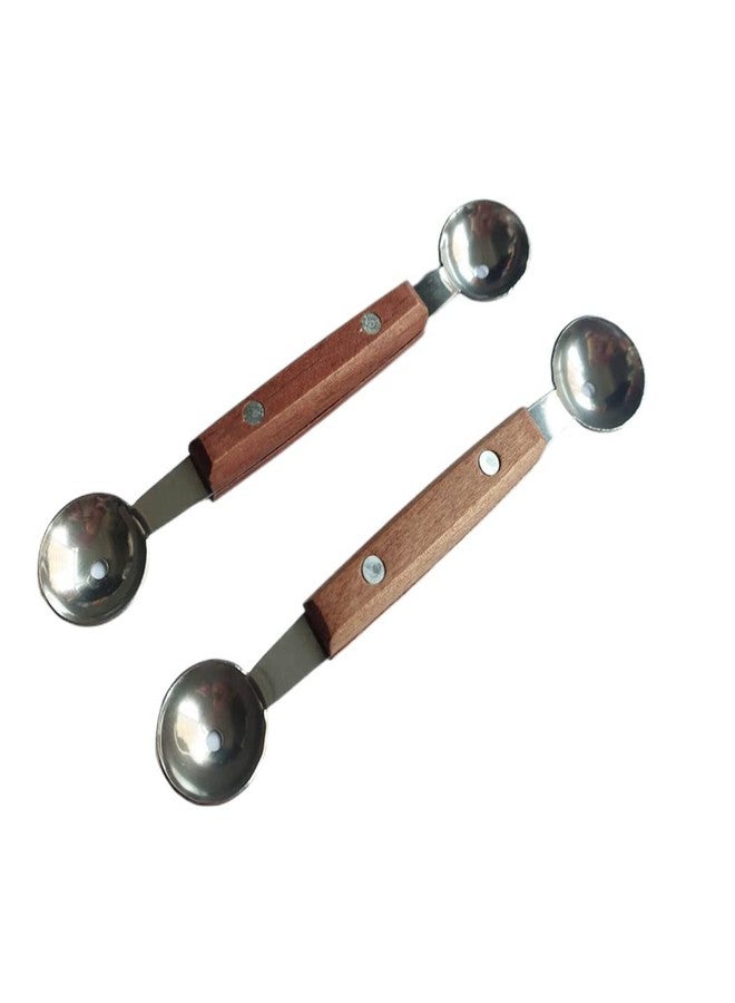 Ebonee Double-Sided Fruit Melon Baller Spoon with wood handle, 2 in 1 Stainless Steel Scoop Cutter 16cm (2 Pack) - Image 4