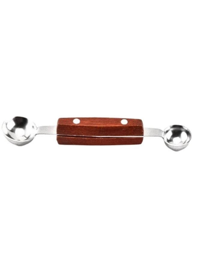 Ebonee Double-Sided Fruit Melon Baller Spoon with wood handle, 2 in 1 Stainless Steel Scoop Cutter 16cm (2 Pack) - Image 3