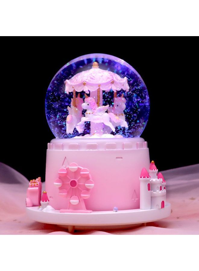 Carousel Crystal Ball Music Box Automatic Snow Snow Boy Girl Princess Children Birthday Graduation Gift-Color:39 Extra Large External Rotation + Voice Controlled Blue [automatic Snow]-Size:Luxurious Packaging + Greeting Card + Handbag [written Greeting Card] - Image 4