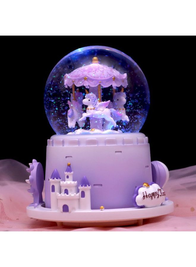 Carousel Crystal Ball Music Box Automatic Snow Snow Boy Girl Princess Children Birthday Graduation Gift-Color:39 Extra Large External Rotation + Voice Controlled Blue [automatic Snow]-Size:Luxurious Packaging + Greeting Card + Handbag [written Greeting Card] - Image 5