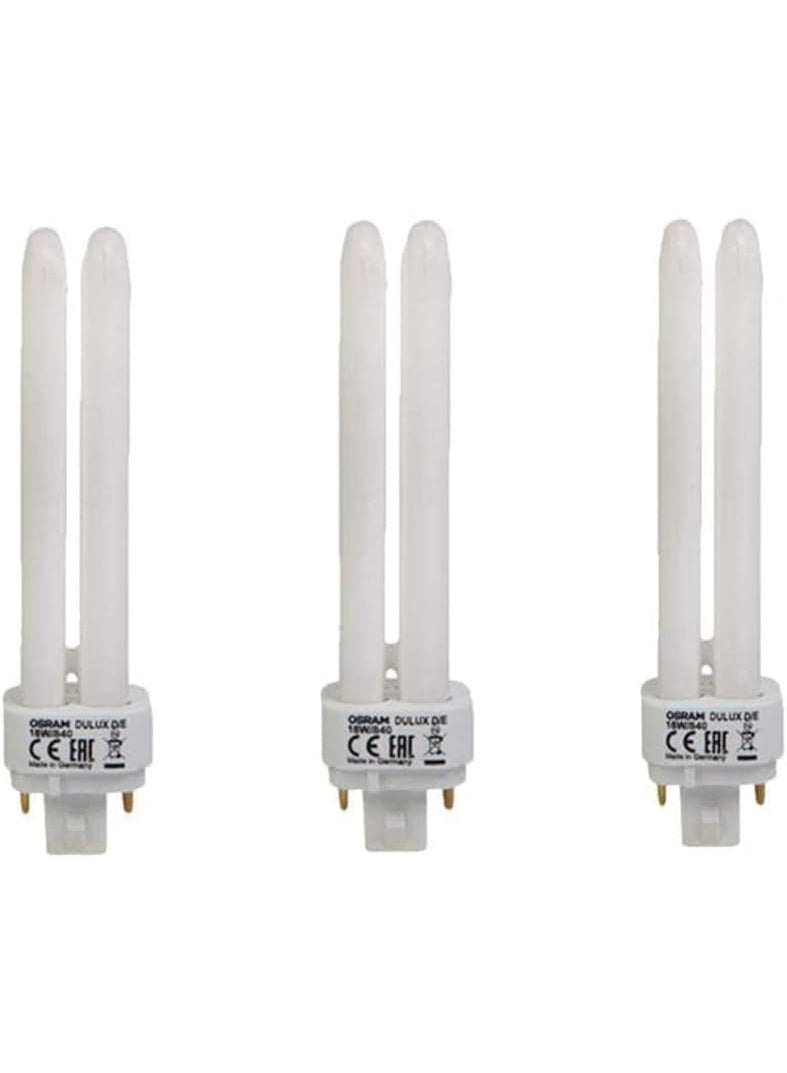 أوسرام OSRAM طويلة الأمد متينة مصباح الفلورسنت الطاقة توفير 2 دبوس CFL لمبة -18 واط (حزمة 3) أبيض دافئ - Image 2
