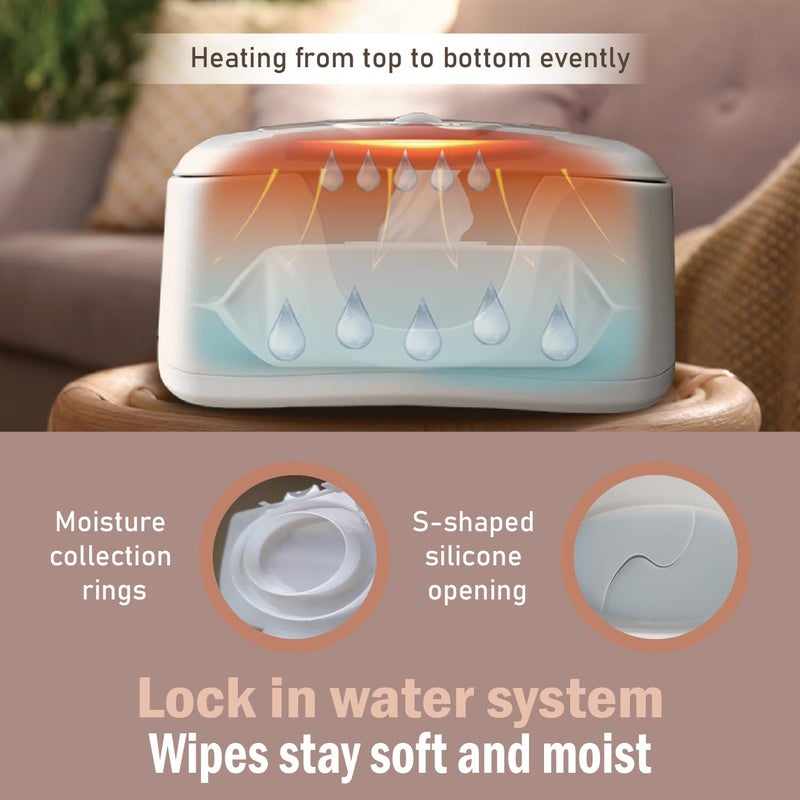 GO GO PURE GOGO Pure Baby Wet Wipe Warmer and Wet Wipe Dispenser, Advanced Features - 4 Bright Auto Off LED Ample Lights for Nighttime Changes, Dual Heat for Baby's Comfort, Improved Design and Only at Amazon - Image 2
