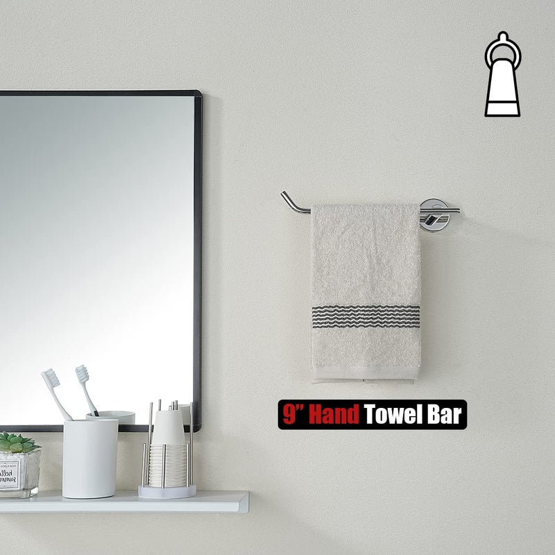 JQK JQK Chrome Hand Towel Bar  Stainless Steel Towel Ring for Bathroom  9 Inch Necklace Holder Matte Black Wall Mount Left Hand  TR101-CH  - Image 3