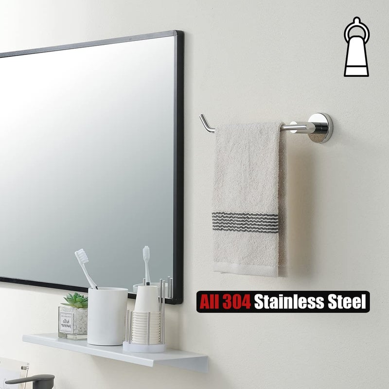 JQK JQK Chrome Hand Towel Bar  Stainless Steel Towel Ring for Bathroom  9 Inch Necklace Holder Matte Black Wall Mount Left Hand  TR101-CH  - Image 2