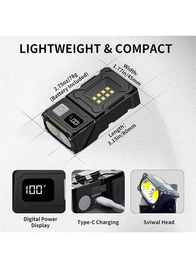 Black Rechargeable RGB EDC Flashlight 1500 Lumens Magnetic Keychain For Camping - Image 4