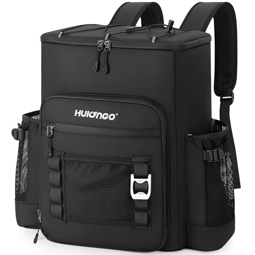 Hulongo Cooler Backpack 30L Insulated Leakproof Soft Cooler Bag for 52 Cans Lightweight Backpack for Beach Picnic Camping Hiking Fishing and TravelBlack - Image 1