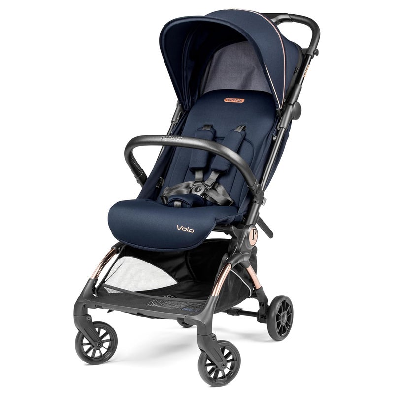 Peg Perego Volo Ultra Lightweight Carry On Compliant Travel Stroller Adjustable Features  Reclining Seat  Designed for Everyday Comfort from Newborn to 50lbs Blue Shine Blue  Copper - Image 1